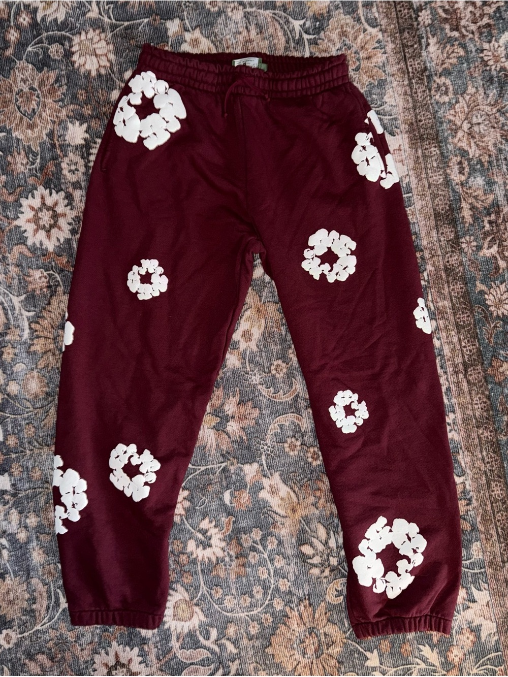 Women's Denim Tears Maroon Floral-Print Joggers